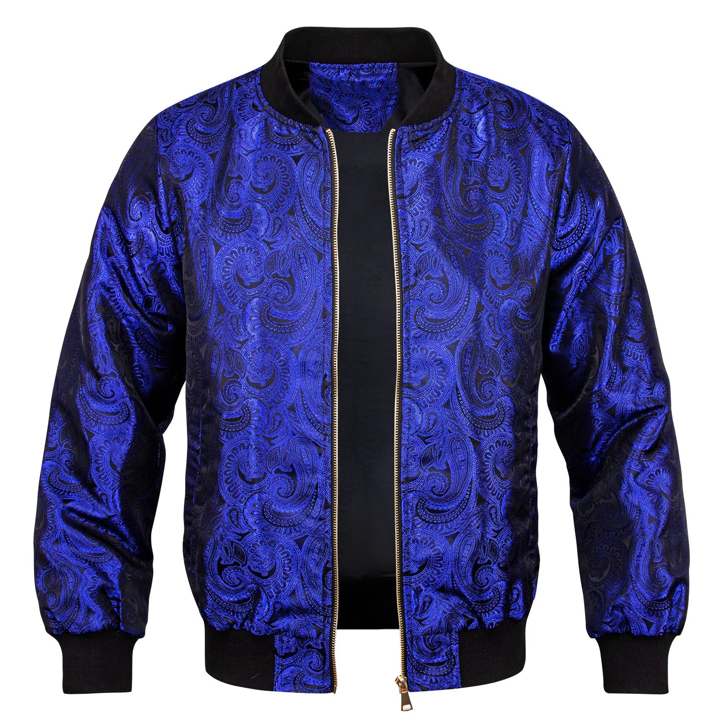 Blue Paisley Silk Bomber Jacket
