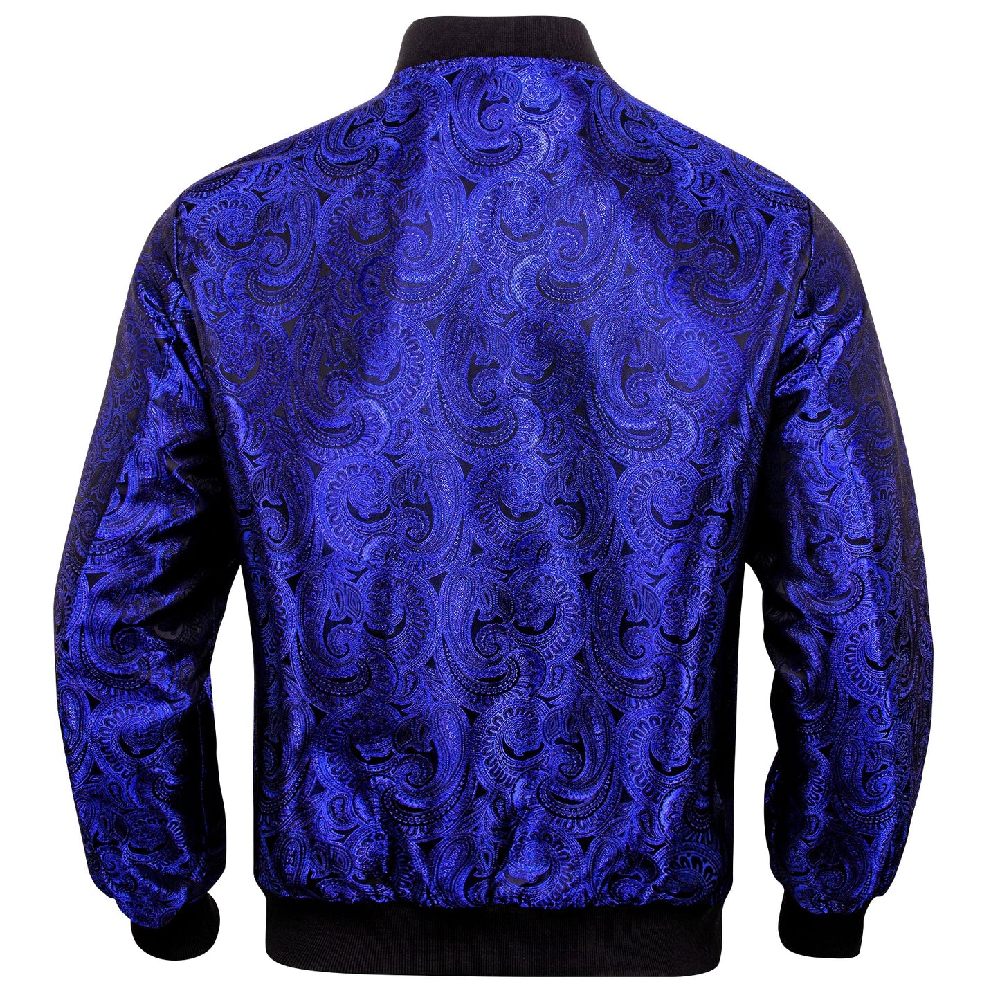 Blue Paisley Silk Bomber Jacket