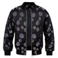 Black with White Rose Paisley Silk Bomber Jacket