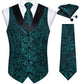 Green Paisley Vest Set with Black Collar