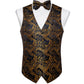 Luxury Gold Floral In Black Paisley Silk Vest Set