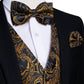 Luxury Gold Floral In Black Paisley Silk Vest Set