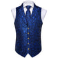 Luxury Navy Blue Paisley Silk Vest Set