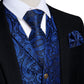 Luxury Navy Blue Paisley Silk Vest Set