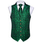 Luxury Emerald Green Paisley Silk Vest Set