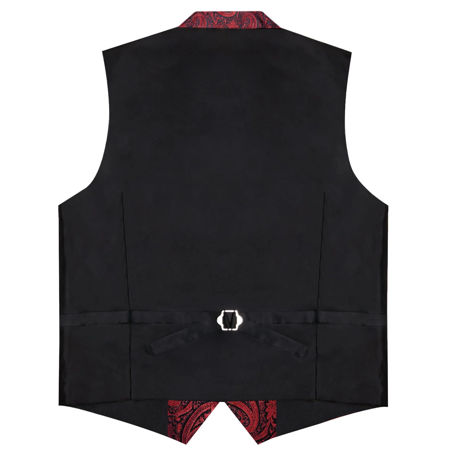 Luxury Red with Black Lines Paisley Silk Vest Set