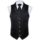 Luxury Midnight Black Paisley Silk Vest Set