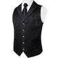 Luxury Midnight Black Paisley Silk Vest Set