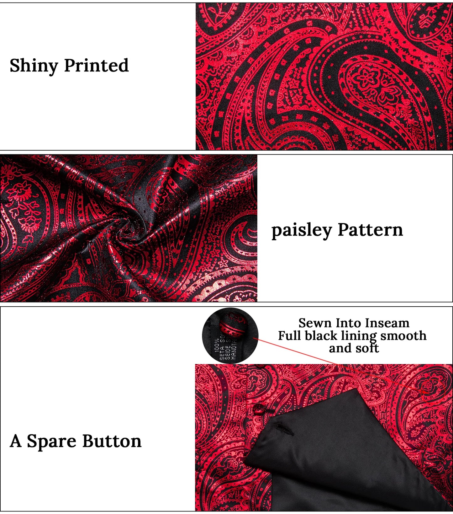 Red Paisley Silk Vest Set