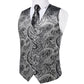 Silver Paisley Silk Vest Set