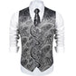 Silver Paisley Silk Vest Set