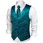 Teal Paisley Silk Vest Set