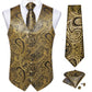 Gold Paisley Silk Vest Set