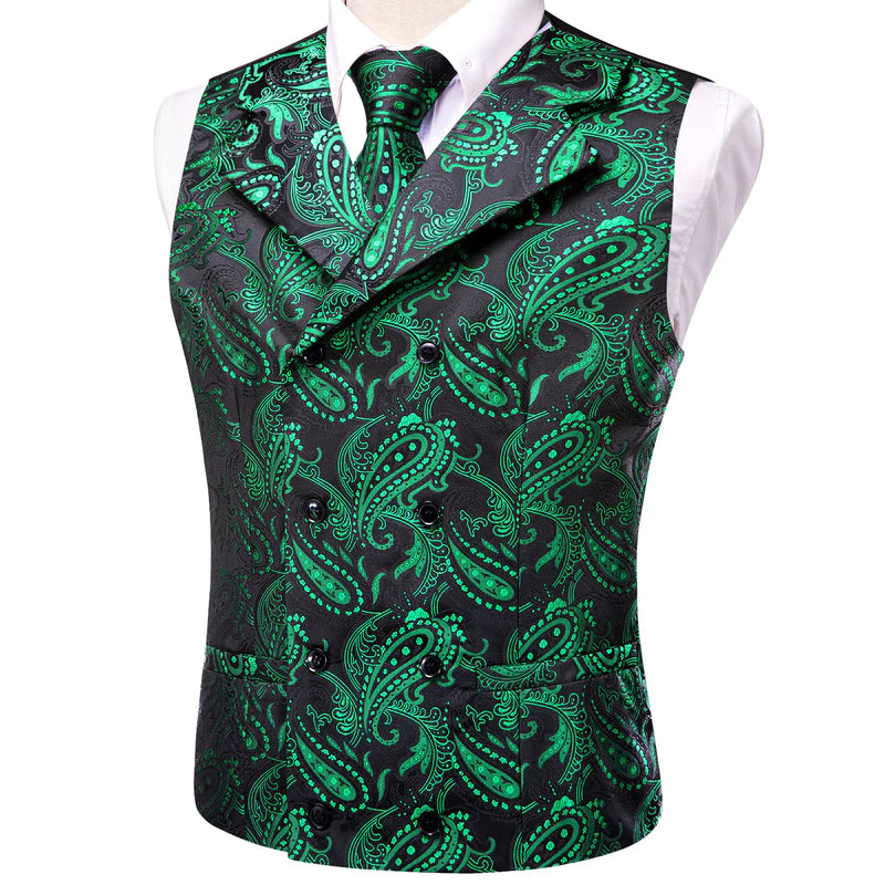 Sparkling Green Jacquard Vest Set