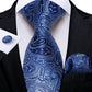 Faded Blue Paisley Silk Tie Set