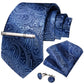 Faded Blue Paisley Silk Tie Set