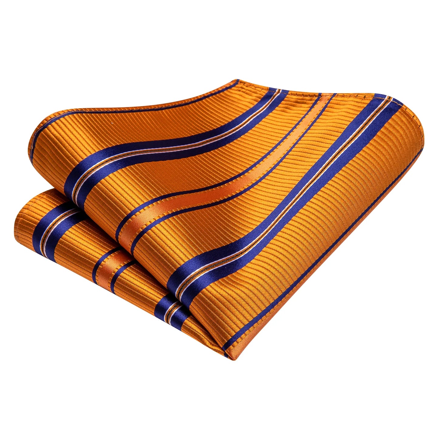 Blue Lines In Orange Silk Tie Set