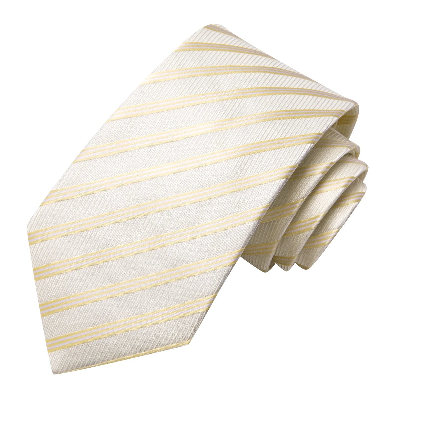 Light Gold Stripes Silk Tie Set