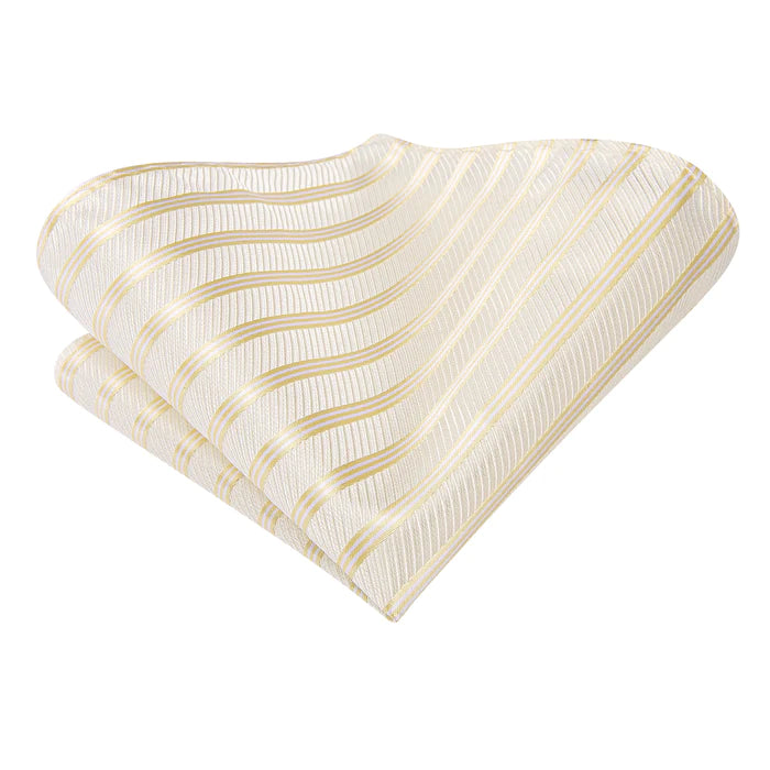 Light Gold Stripes Silk Tie Set