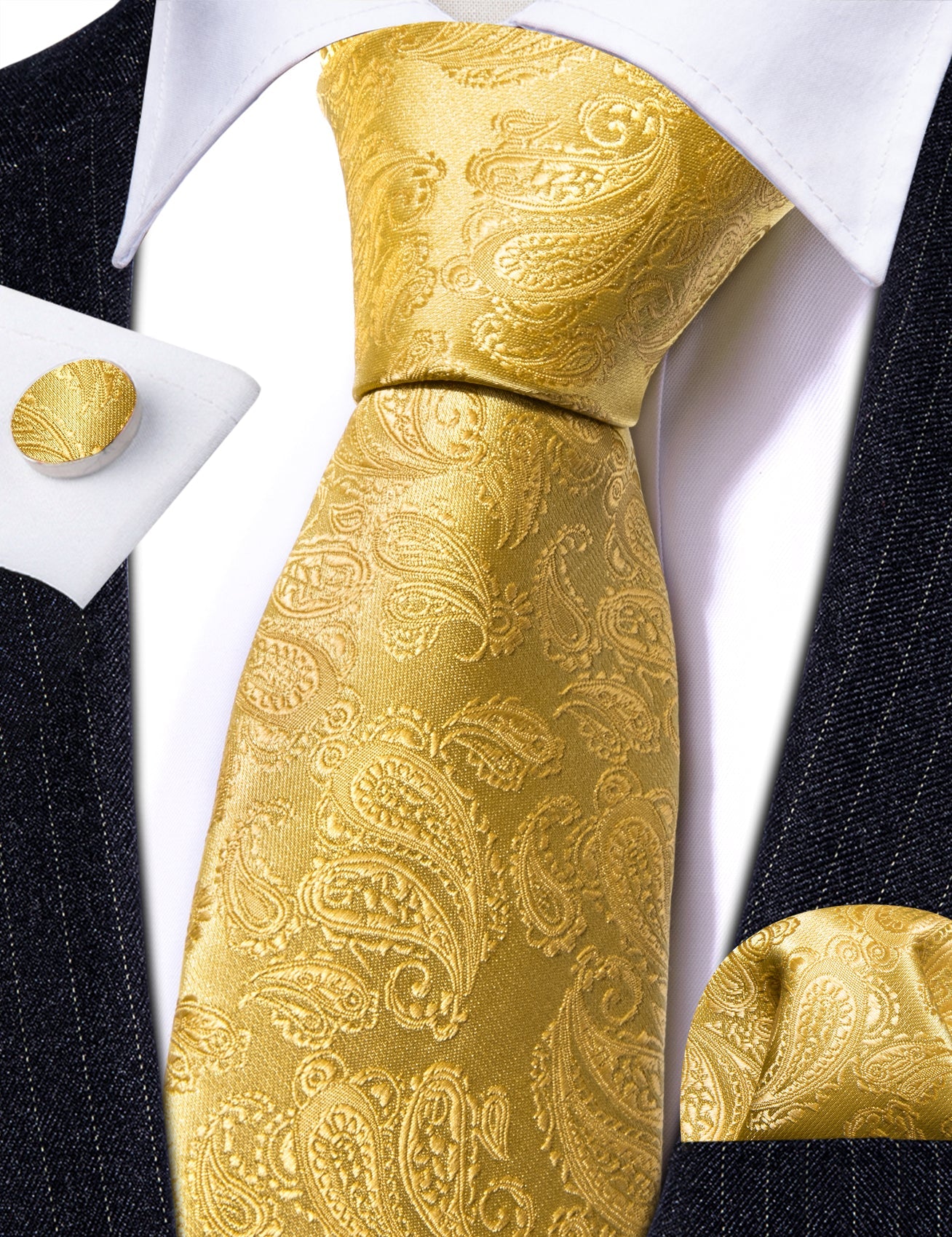 Golden Leaves Paisley Silk Tie Set