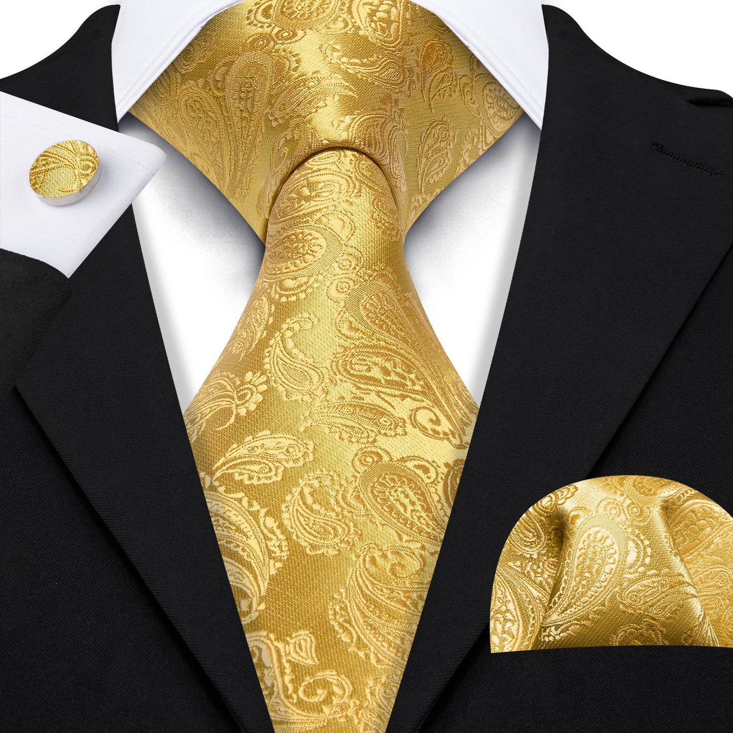 Golden Leaves Paisley Silk Tie Set