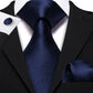 Plain Blue Tiny Zigzag Silk Tie Set