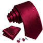 Plain Red Tiny Zigzag Silk Tie Set