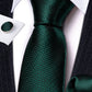 Plain Green Tiny Zigzag Silk Tie Set