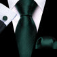 Plain Green Tiny Zigzag Silk Tie Set