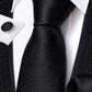 Plain Black Tiny Zigzag Silk Tie Set