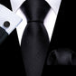 Plain Black Tiny Zigzag Silk Tie Set