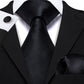 Plain Black Tiny Zigzag Silk Tie Set