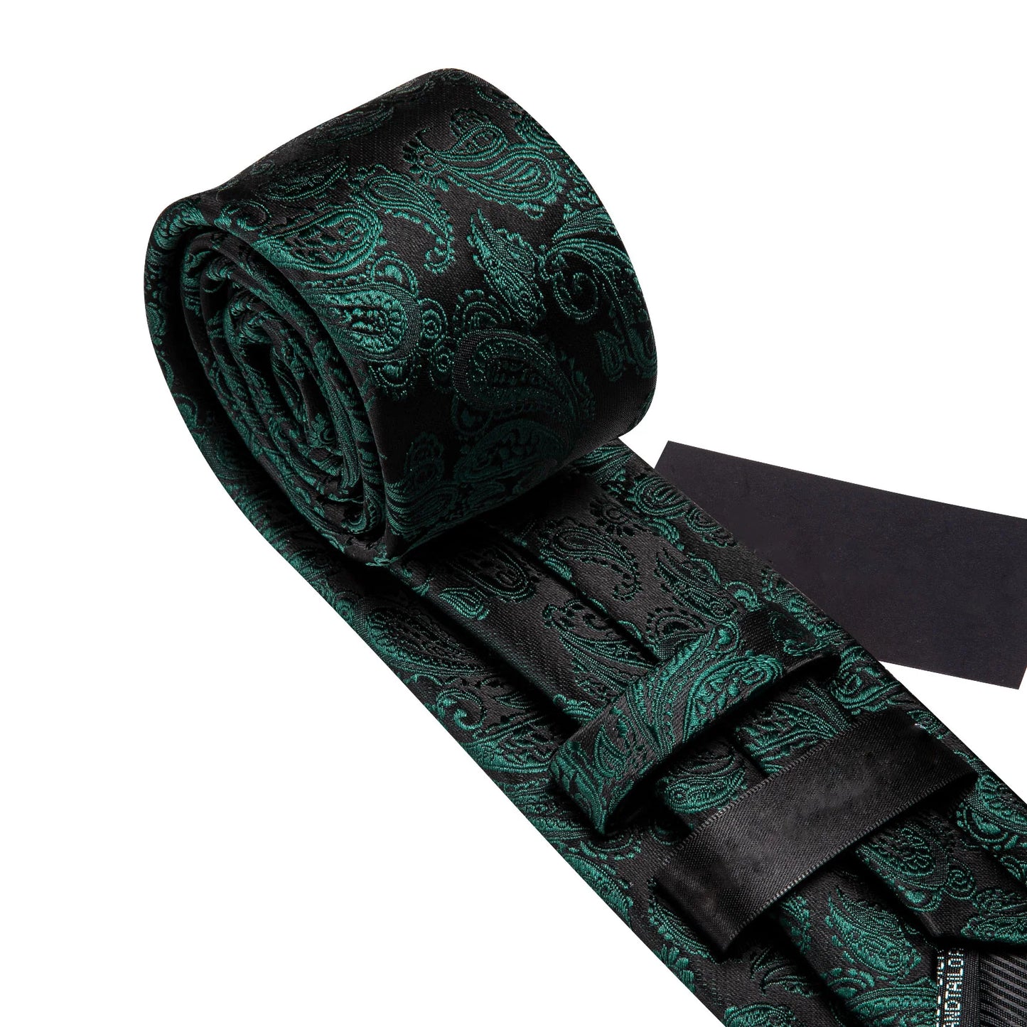 Green Leaves In Black Silk Tie Set