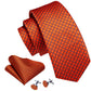 Orange Squares with Blue Dots Silk Tie Set