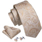 Champagne Floral Paisley Silk Tie Set