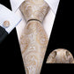 Champagne Floral Paisley Silk Tie Set