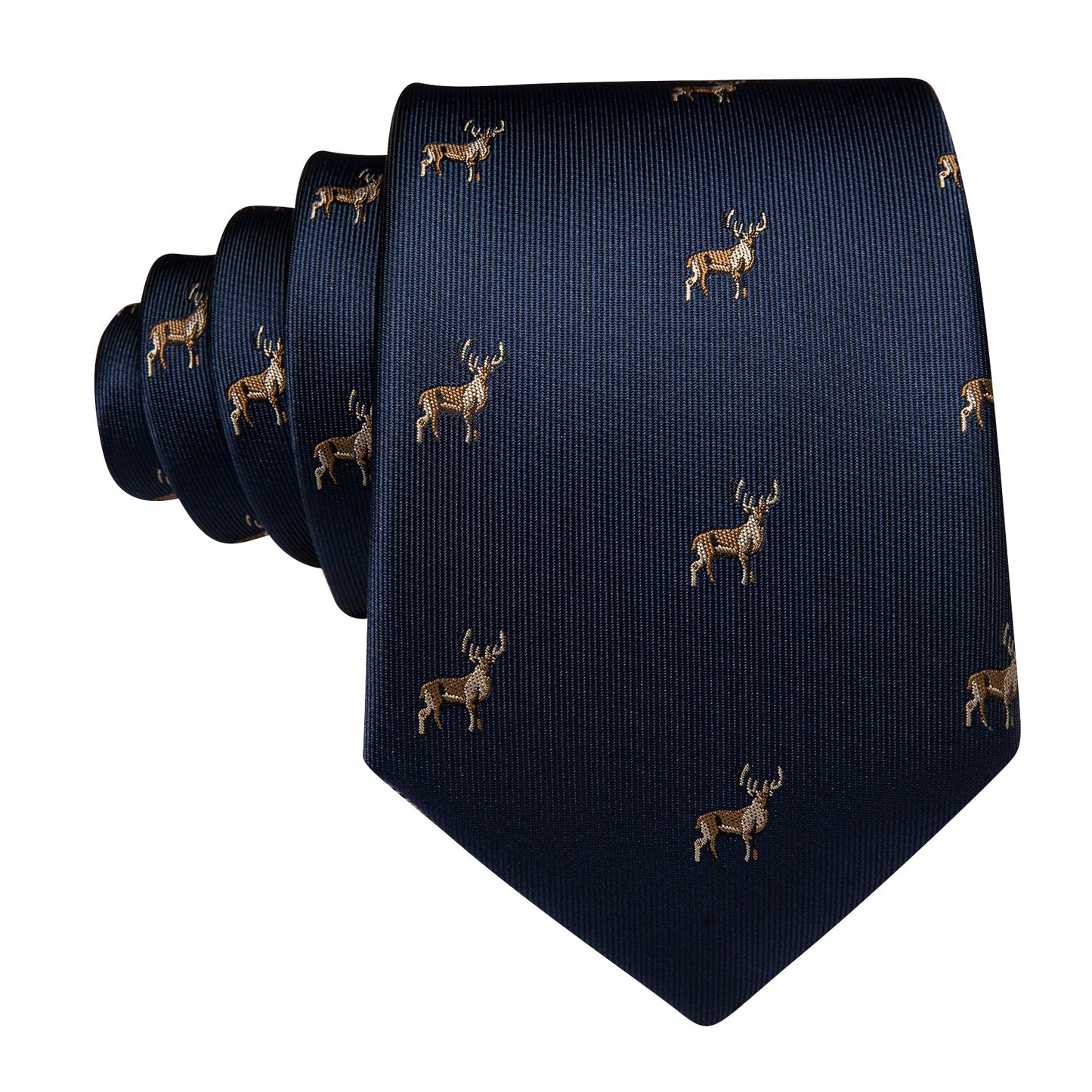 Navy Blue Reindeer Silk Tie Set