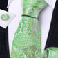 Green Floral Paisley Silk Tie Set