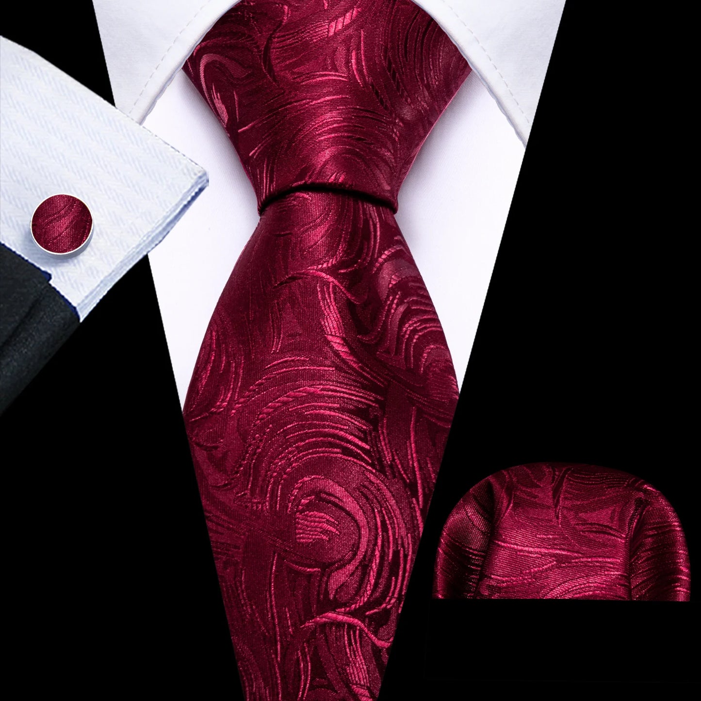 Premium Burgundy Silk Tie Set