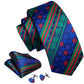 Snowflakes In Green and Red Silk Tie Set