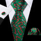 Red Cane In Green Silk Tie Set