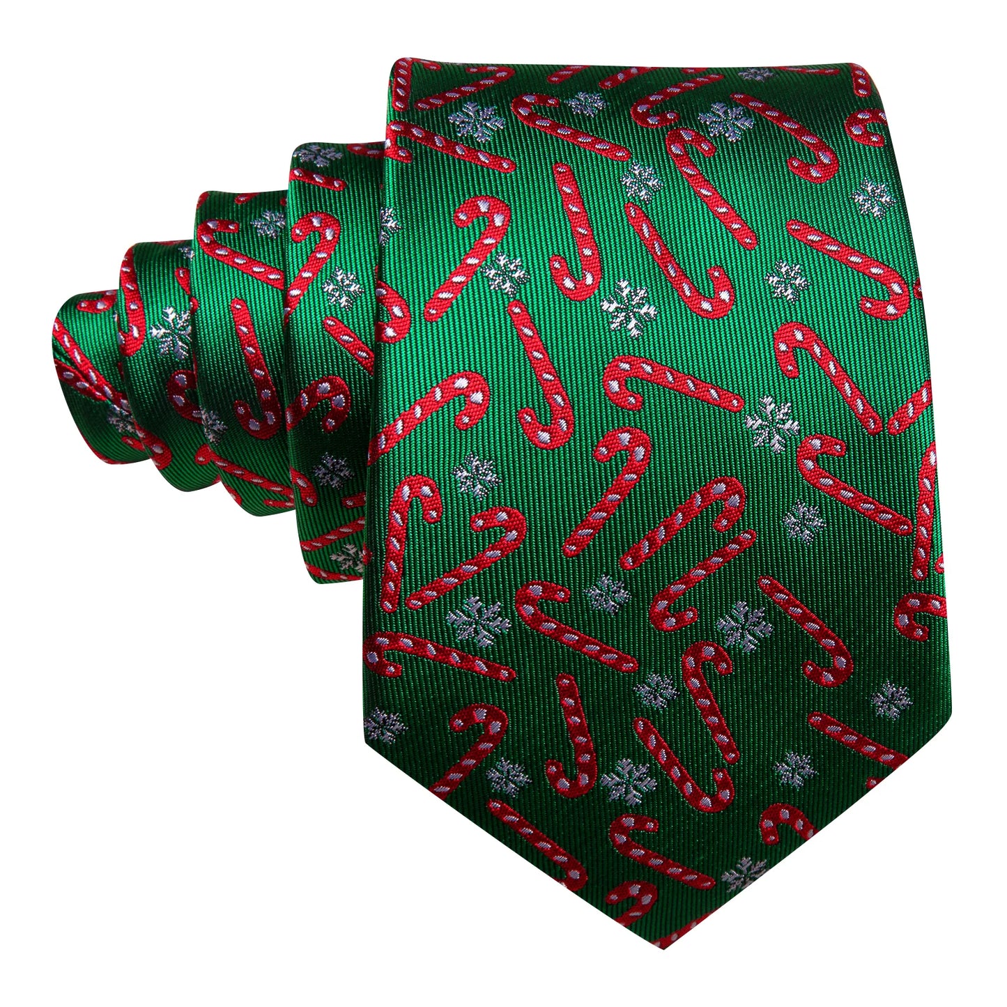 Red Cane In Green Silk Tie Set