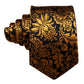 Gold Floral In Black Silk Tie Set