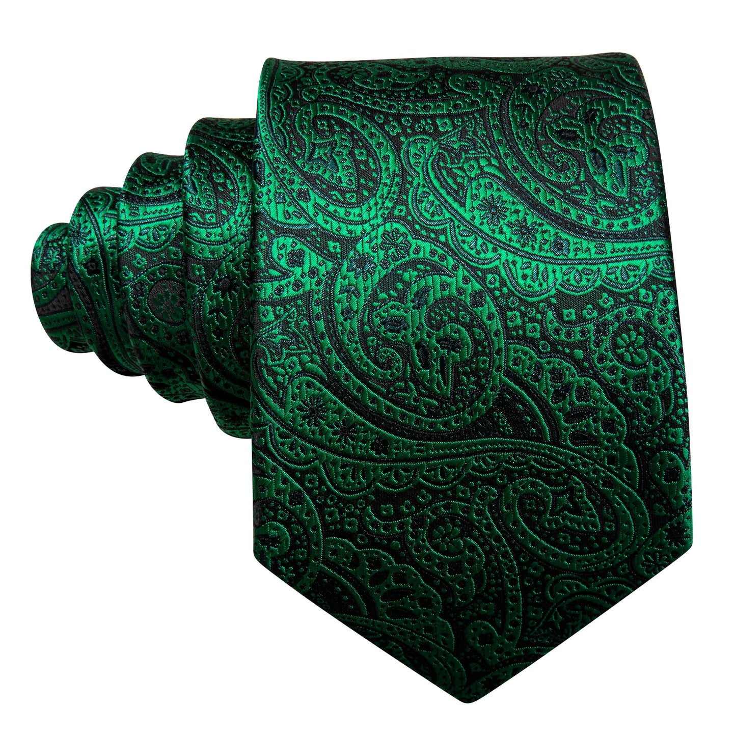 Luxury Green Floral Paisley Silk Tie Set