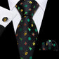 Christmas Decors In Black Silk Tie Set