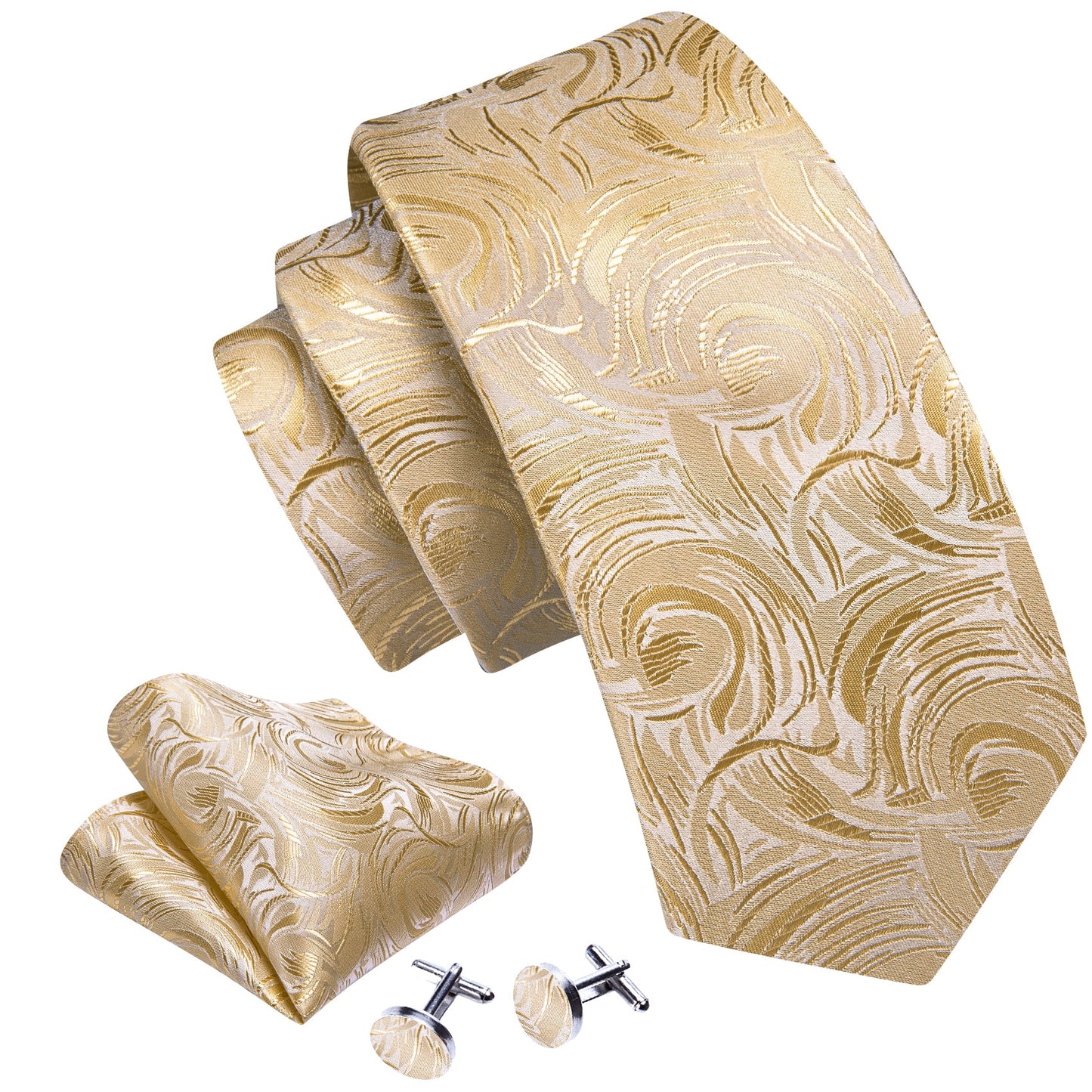 Champagne Paint In White Silk Tie Set