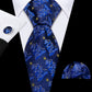 Blue Christmas Tree Silk Tie Set