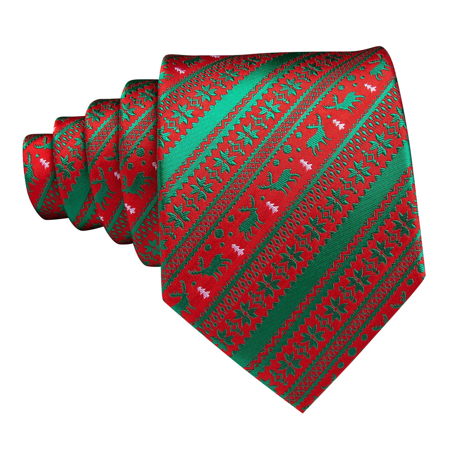 Green Reindeer Lines Silk Tie Set