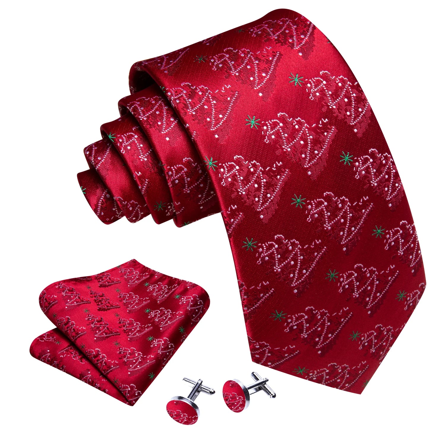 Christmas Tree In Red Silk Tie Set