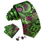 Pink and Green Floral Silk Tie Set